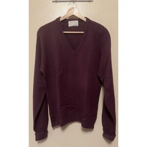 Vtg Lord Jeff Sweater Purple V Neck Pullover Orlon Made in USA Grandpa Men's L